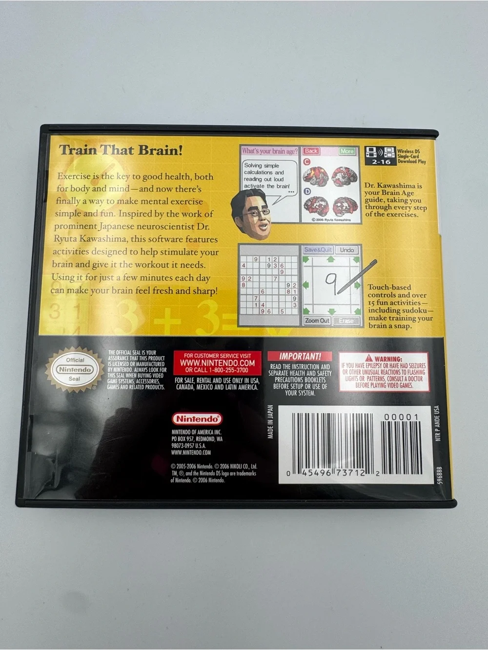 Brain Age Nintendo DS Complete CIB Tested Game Manual Inserts NTR ANDE USA